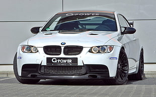 white BMW coupe, G-Power, BMW, BMW M3 RS, BMW M3 