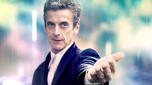 men's blue suit jacket, Doctor Who, The Doctor, TARDIS, Peter Capaldi