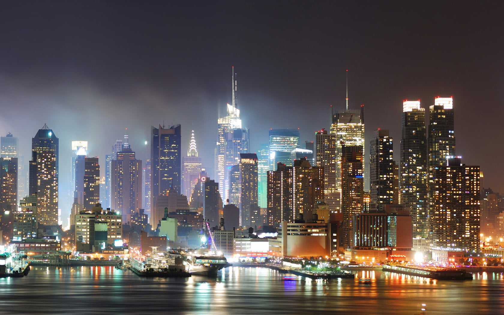 New York city at nighttime HD wallpaper | Wallpaper Flare