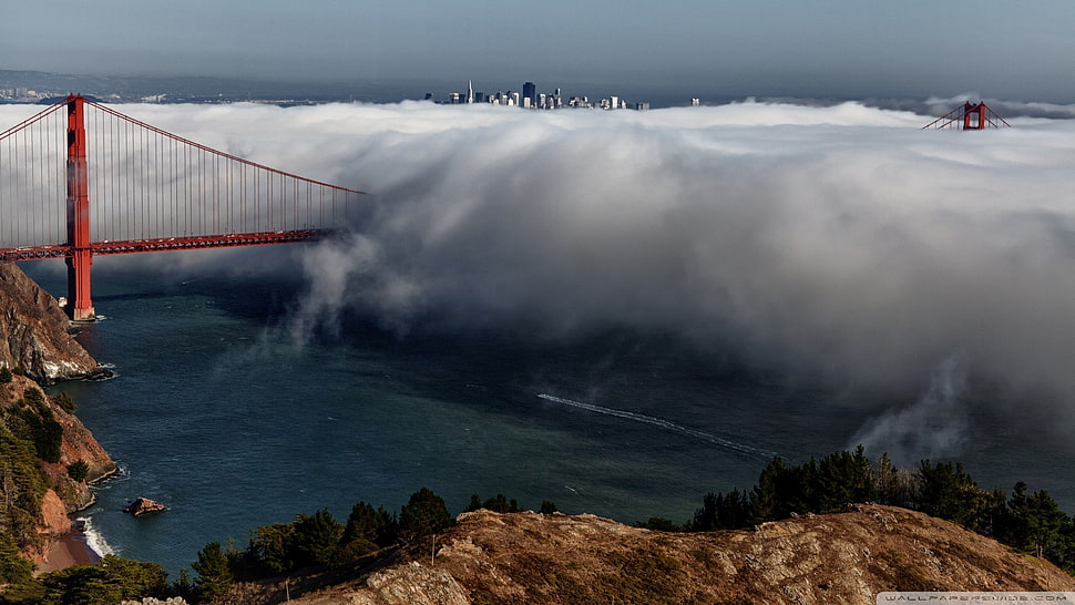 Golden Bridge, USA, bridge, clouds, Golden Gate Bridge, city HD wallpaper