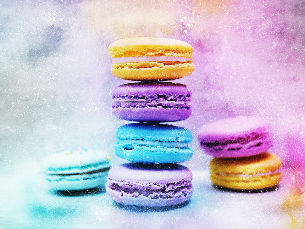 yellow, purple and blue cookies HD wallpaper