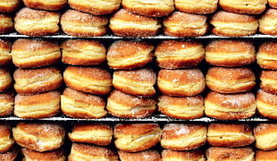baked breads, food, Berliner (doughnut) HD wallpaper