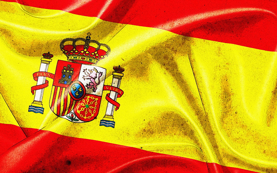 red and yellow shield printed textile HD wallpaper