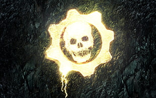 sprocket and skull logo, skull, gamers, Gears of War