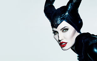 Angelina Jolie as Maleficent a, Angelina Jolie, Maleficent, Disney, simple background