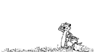 boy and animal illustration, Calvin and Hobbes