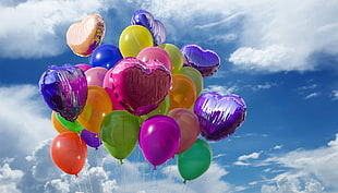 balloons on sky photograph HD wallpaper