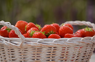 til shift lens photography pile of strawberries in white wicker basket during daytime