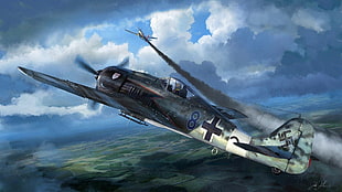 gray plane digital wallpaper, World War II, fw 190, Focke-Wulf, Luftwaffe