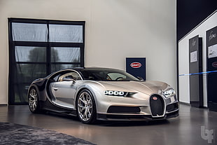 silver Bugatti coupe HD wallpaper