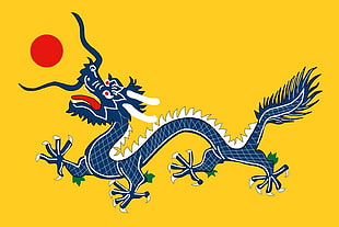 blue and yellow dragon illustration, chinese dragon, dragon