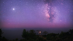 purple sky, Milky Way, space HD wallpaper