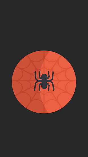 black Spider logo, superhero, Spider-Man, minimalism