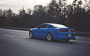blue coupe, muscle cars, blue cars, car, Ford Mustang HD wallpaper