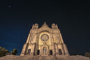 brown concrete Cathedral during nighttime, santa luzia HD wallpaper