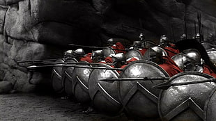 soldier shield lot, 300, Spartans, Sparta, selective coloring