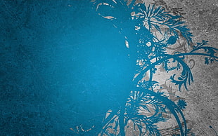 blue and gray floral wallpaper