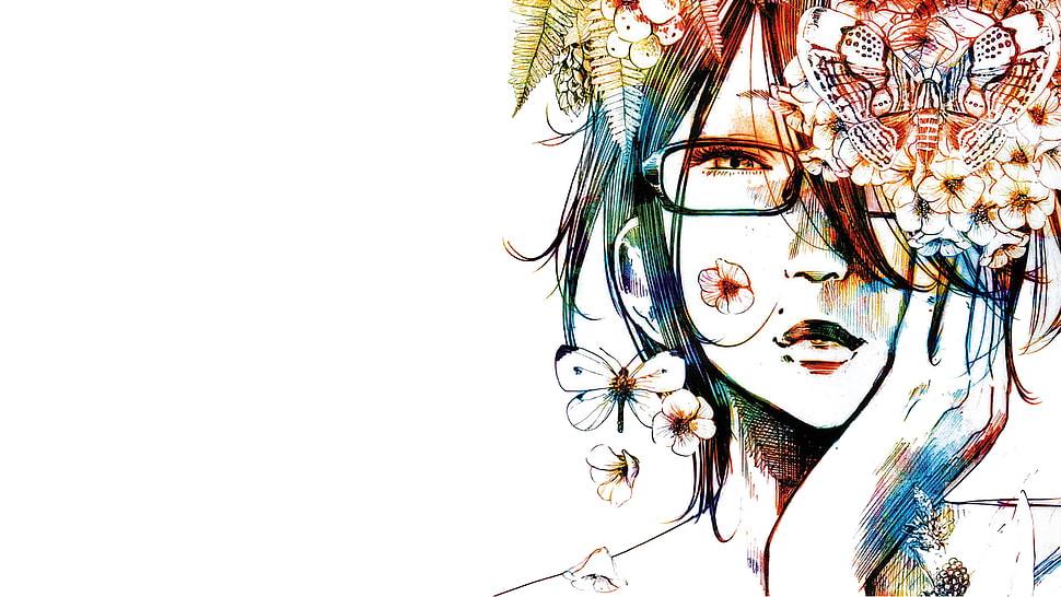 woman wearing eyeglasses illustration HD wallpaper