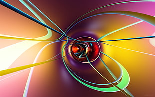 illustration of brown, green, and purple tunnel with strings wallpaper