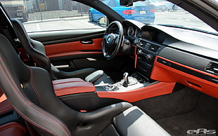 red and black car interior, car, car interior, vehicle