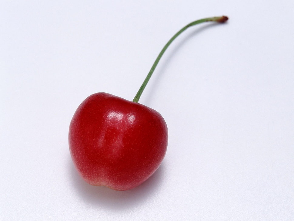 red cherry on white surface HD wallpaper
