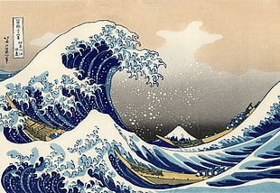 Great Wave off Kanagawa painting, The Great Wave off Kanagawa, painting, Japanese, waves