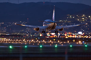 gray plane, airplane, airport, landing, aircraft