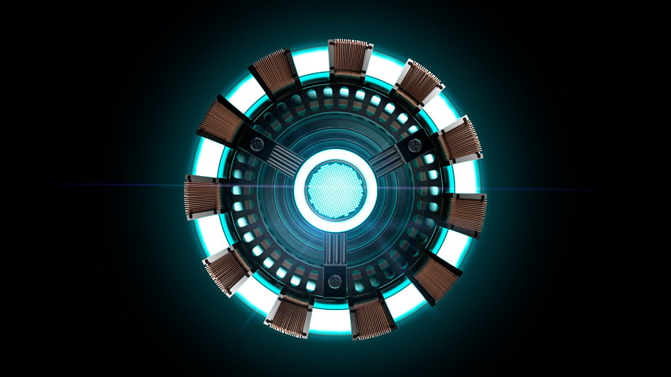 round blue and brown light fixture, Iron Man, Arc Reactor, minimalism HD wallpaper