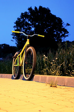 yellow BMX bike, bicycle, mountain bikes, Dartmoor Bikes