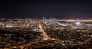 aerial photo of city at nighttime