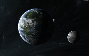 Planet Earth near moon