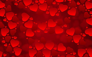 red heart print graphic wallpaper, vector art, heart, red, shapes HD wallpaper