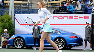 men's gray polo shirt, Maria Sharapova, tennis HD wallpaper