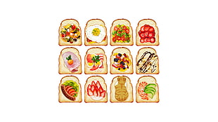 sandwiches illustration, white  background, food, drawing HD wallpaper
