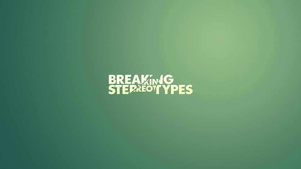 Breaking Stereo Type text on green background HD wallpaper