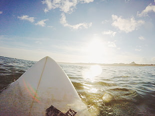 white surfboard, nature, water, sea, Sun HD wallpaper