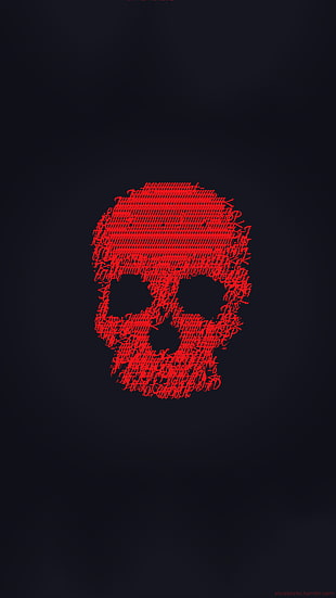 red and black knitted decor, skull, ASCII art, abstract, glitch art HD wallpaper