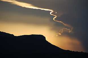 silhouette of mountain during sunset