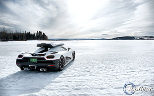white and black coupe, car, Koenigsegg, Super Car , snow