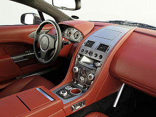 brown leather trimmed Aston Martin interior