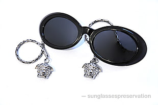 black framed Versace sunglasses HD wallpaper