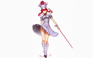 woman in white dress holding red sword animation wallpaper