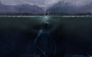 sea creature digital wallpaper, Cthulhu, underwater, creature, fantasy art