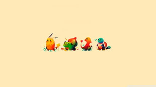 four Pokemon characters digital wallpaper, Pokémon, Pikachu, Charmander, Bulbasaur