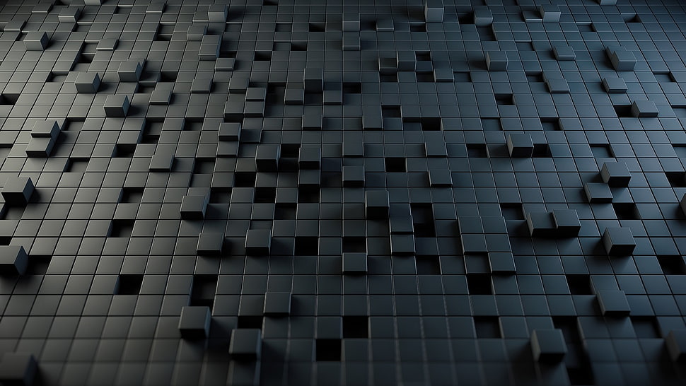 black and gray area rug, cube, square, render, digital art HD wallpaper