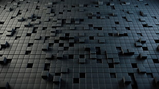 black and gray area rug, cube, square, render, digital art