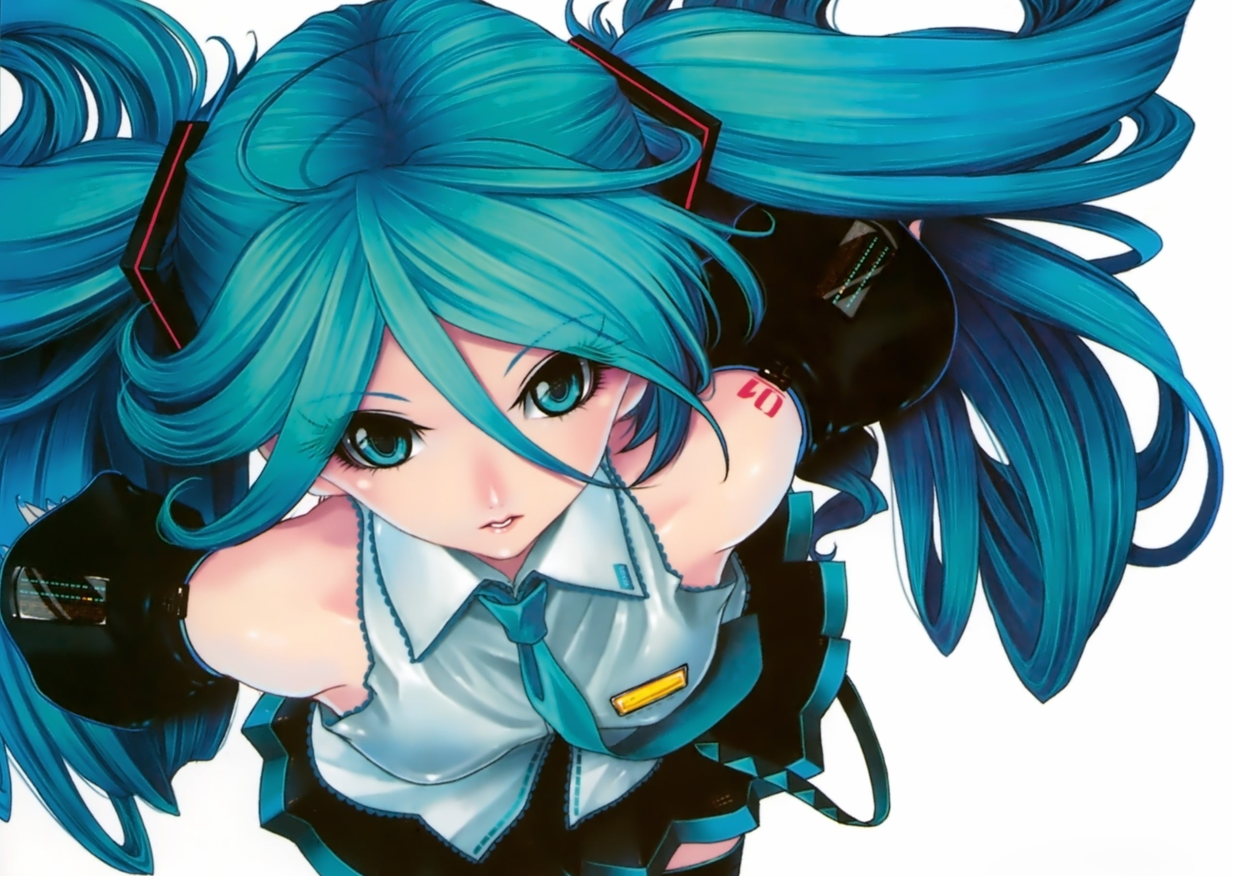 Anime girl with teal hair and green eyes - wide 5