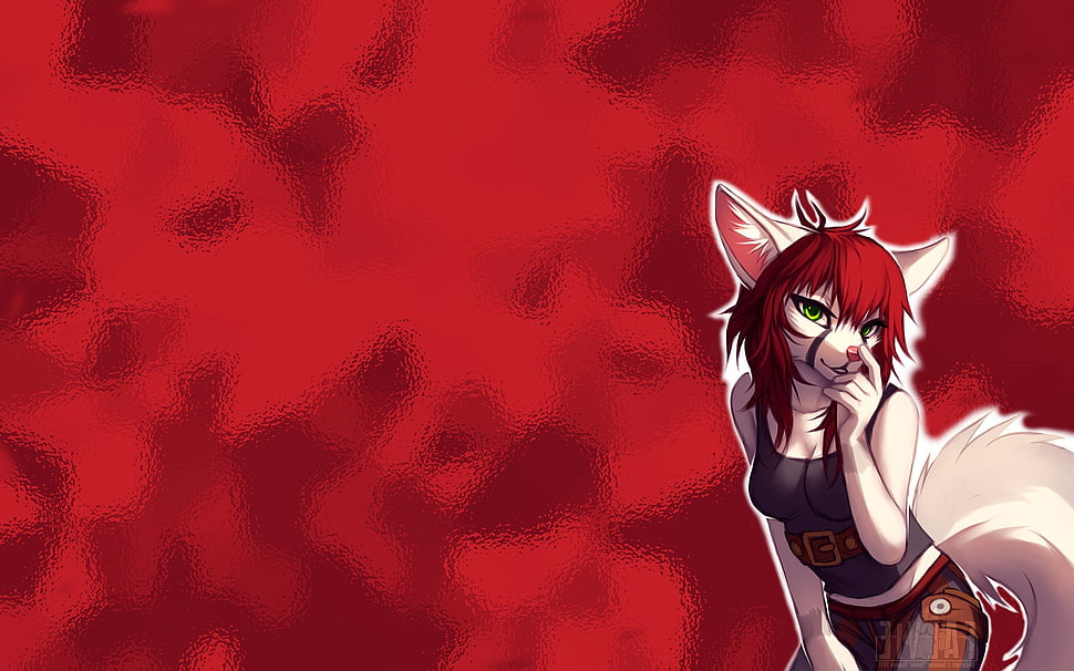 red haired cat illustration, furry, Anthro, falvie HD wallpaper
