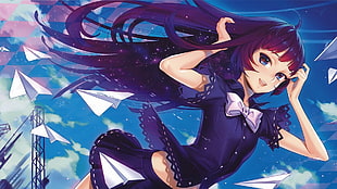 purple haired female anime HD wallpaper