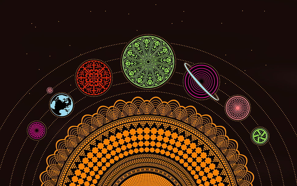 planets illustration, abstract, universe, Solar System, planet HD wallpaper